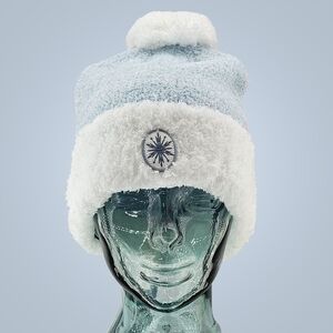 Barefoot Dreams x Disney Hat Beanie Frozen Heathered Ice Blue Slouchy Pom Pom